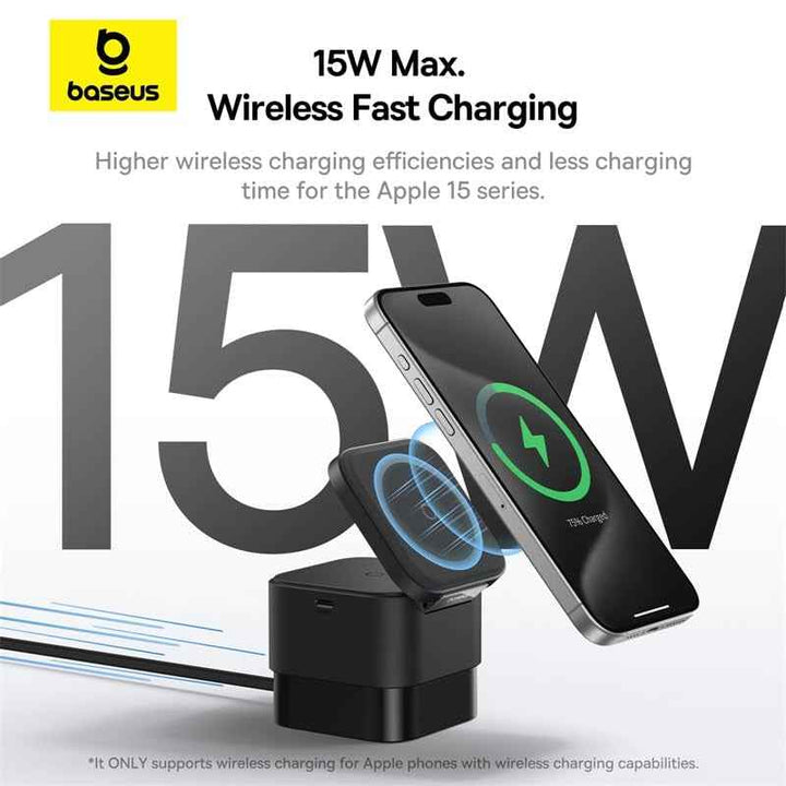 Baseus MagPro 2-in-1 Magnetic Wireless Charger 25W Cosmic Black BA.P10264100123-00.BK