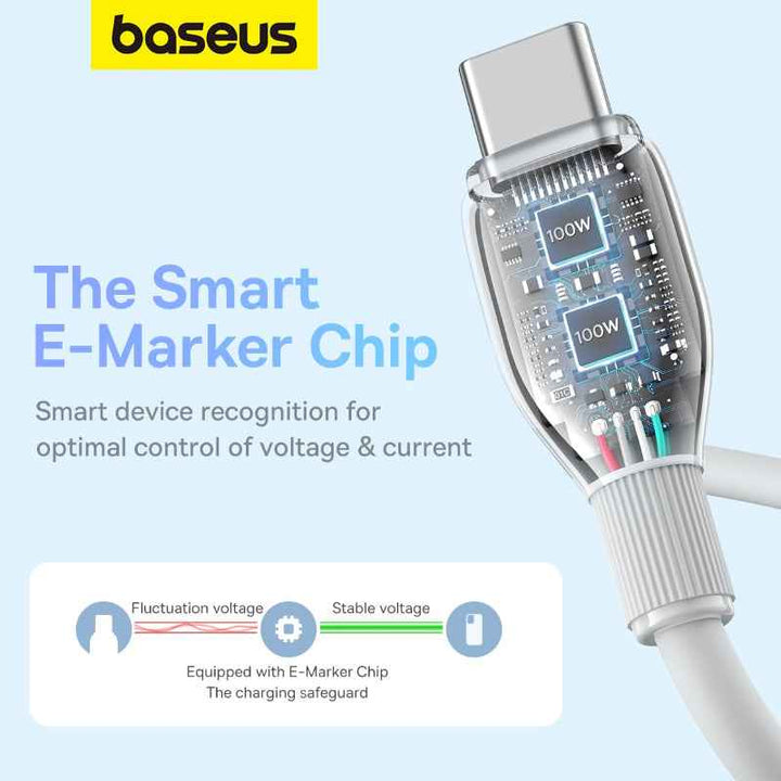 Baseus Pudding Series Fast Charging Cable Type-C to Type-C 100W 1.2M Stellar White BA.P10355702221-B1.WT