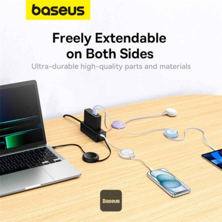 Baseus Charging Cable Type-C to Type-C Retractable 100W 1M Blue BA.P10364500311-00.BL