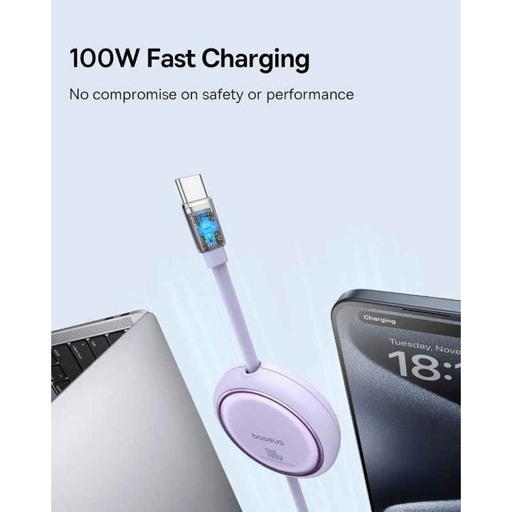 Baseus Charging Cable Type-C to Type-C Retractable 100W 1M Purple BA.P10364500511-00.PP