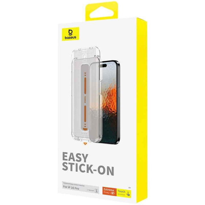 Baseus Privacy Tempered Glass iPhone 16 Pro With Cleaning and Installation Kit BA.P60057507203-00.CL