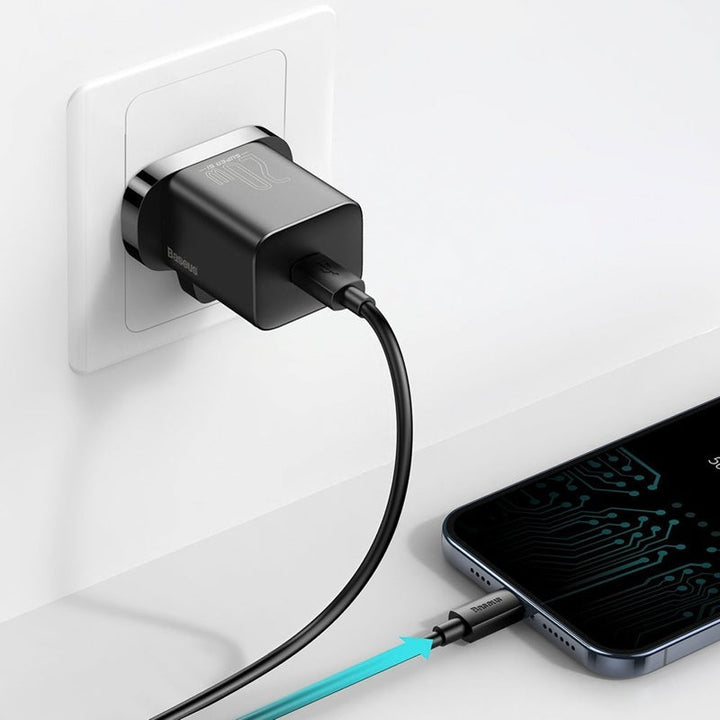 Baseus Quick Charger 20W Black With 1M Cable BA.TZCCSUP-K01.BK - Salman Stores