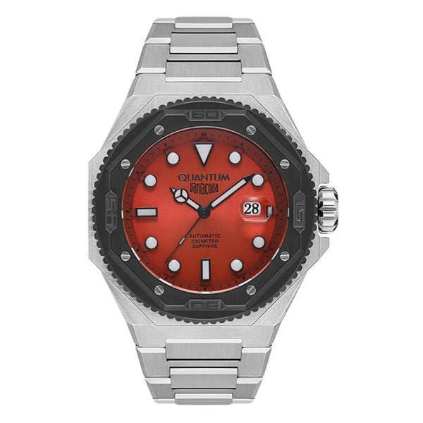 Quantum Men Silver Stainless Steel Analog Red Dial Watch BAR1090300 - Salman Stores