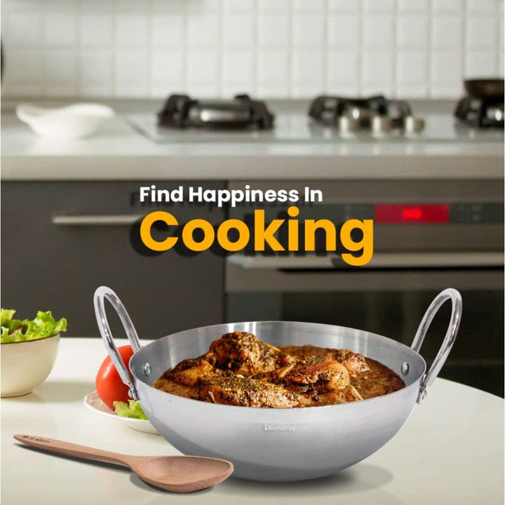 Blueberry’s Kadai with Glass Lid Stainless Steel 24 cm - Salman Stores
