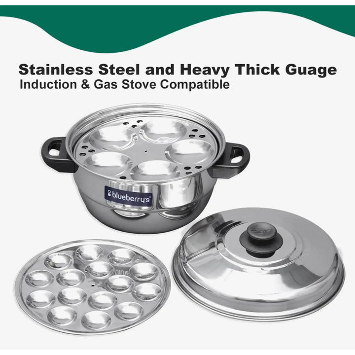 Blueberry’s Idli Cooker Stainless Steel 3 Plates 15 Idly - Salman Stores