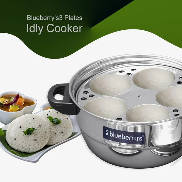 Blueberry’s Idli Cooker Stainless Steel 3 Plates 15 Idly - Salman Stores