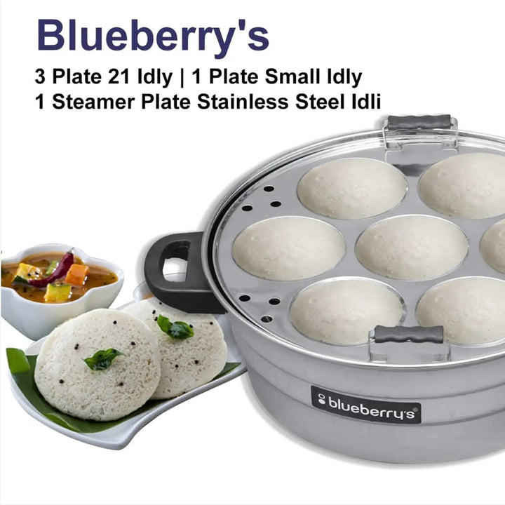 Blueberry’s Idli Cooker Stainless Steel 7 Plates 21 Idly - Salman Stores