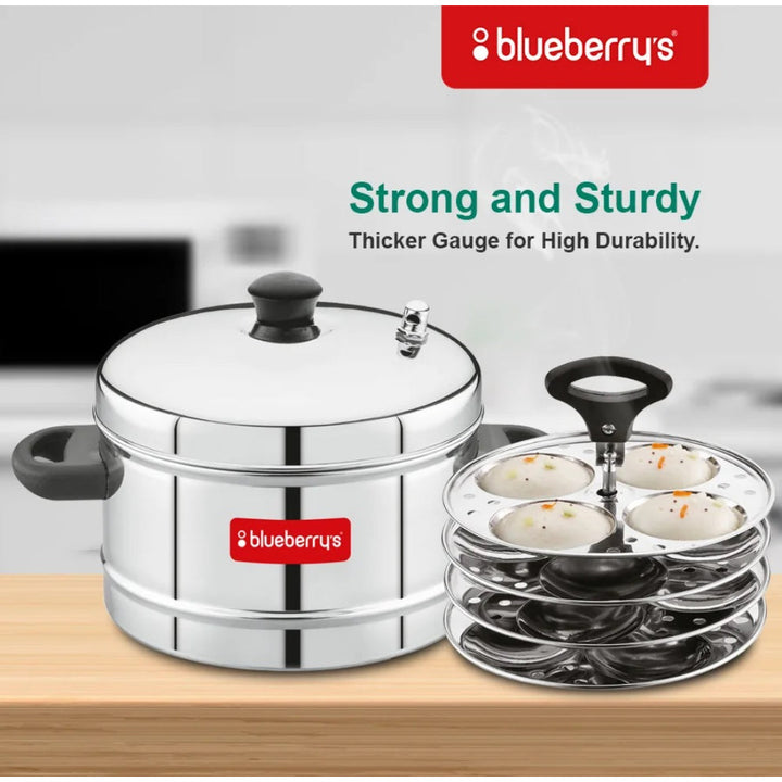 Blueberry’s Idli Cooker Stainless Steel 4 Plates 16 Idly BB791449 - Salman Stores