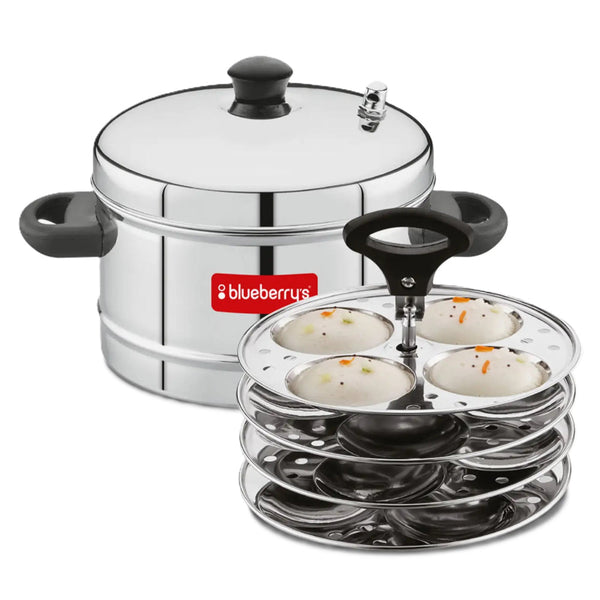 Blueberry’s Idli Cooker Stainless Steel 4 Plates 16 Idly BB791449 - Salman Stores