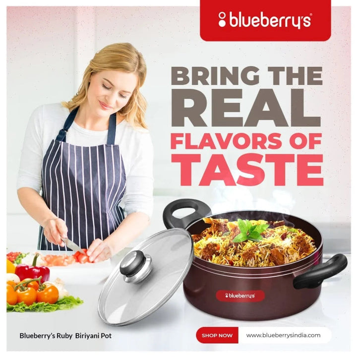 Blueberry's Ruby Nonstick Biriyani Pot with Lid 8 Liter/ 30cm BB791616 - Salman Stores
