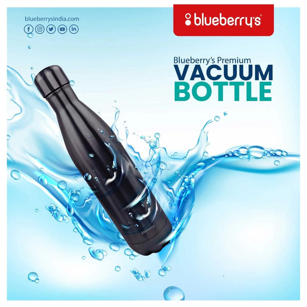 Blueberry’s Thermosteel Insulated Vacuum Bottle Black 750 ml - Salman Stores