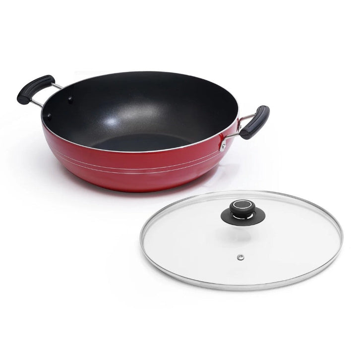 Blueberry's Non-Stick Kadai, Tawa, Fry Pan Set Non Induction Base Red - Salman Stores