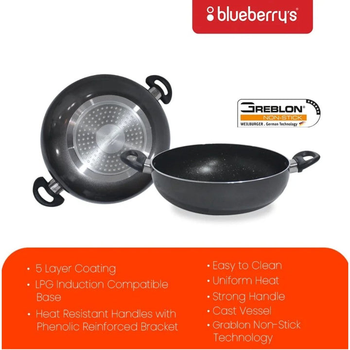 Blueberry’s Cookware Set Granite Kadai, Fry Pan, Tawa Pan 3 pcs - Salman Stores
