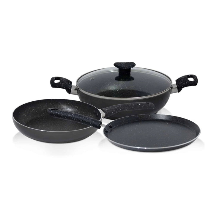 Blueberry’s Cookware Set Granite Kadai, Fry Pan, Tawa Pan 3 pcs - Salman Stores