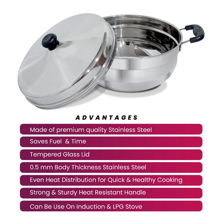 Blueberry’s Idli Cooker with Steamer and Stand Lifter Stainless Steel 2 Plates - Salman Stores