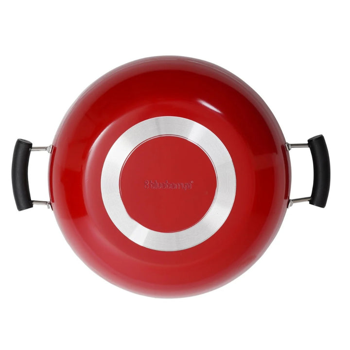 Blueberry's Nonstick Kadai with Glass Lid 3mm Thickness 22 cm Red BB793696 - Salman Stores