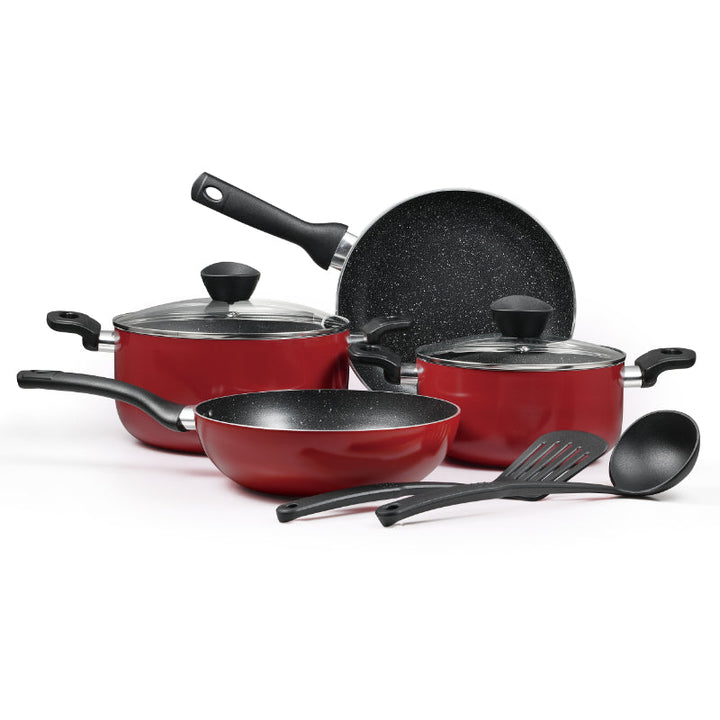 Bergner Cookware Set Non Stick Bellini 8 pcs Red BG-31201 - Salman Stores