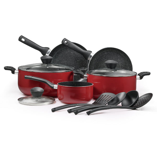 Bergner Cookware Set Non Stick Bellini 12 pcs Red BG-31202 - Salman Stores