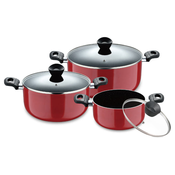 Bergner Cookware Set Non Stick Bellini 6 pcs Red BG-31204 - Salman Stores