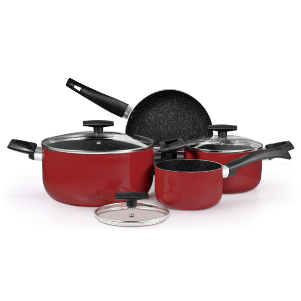 Bergner Cookware Set Non Stick Ultra 7 pcs Red BG-31301 - Salman Stores