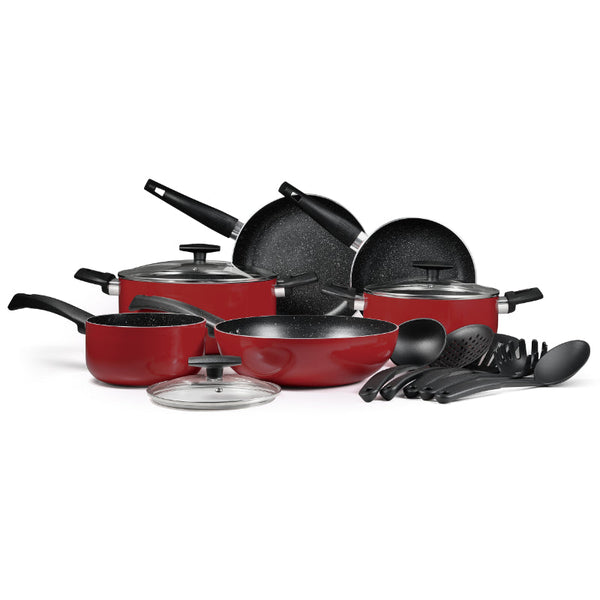 Bergner Cookware Set Non Stick Ultra 14 pcs Red BG-31303 - Salman Stores