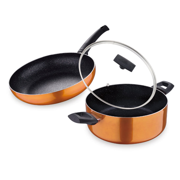 Bergner Cookware Set Non Stick Ultra 3 pcs Copper BG-31311 - Salman Stores