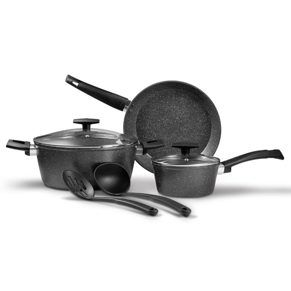 Bergner Cookware Set Non Stick Everyday 7 pcs Black BG-31319 - Salman Stores
