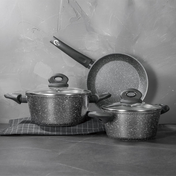 Bergner Cookware Set Non Stick Orion 5 pcs Black BG-8528 - Salman Stores