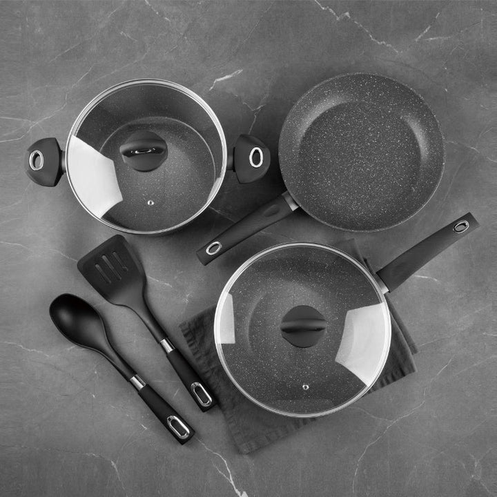 Bergner Cookware Set Non Stick Orion 7 pcs Black BG-9720 - Salman Stores