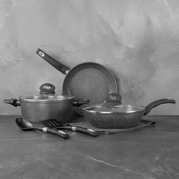 Bergner Cookware Set Non Stick Orion 7 pcs Black BG-9720 - Salman Stores