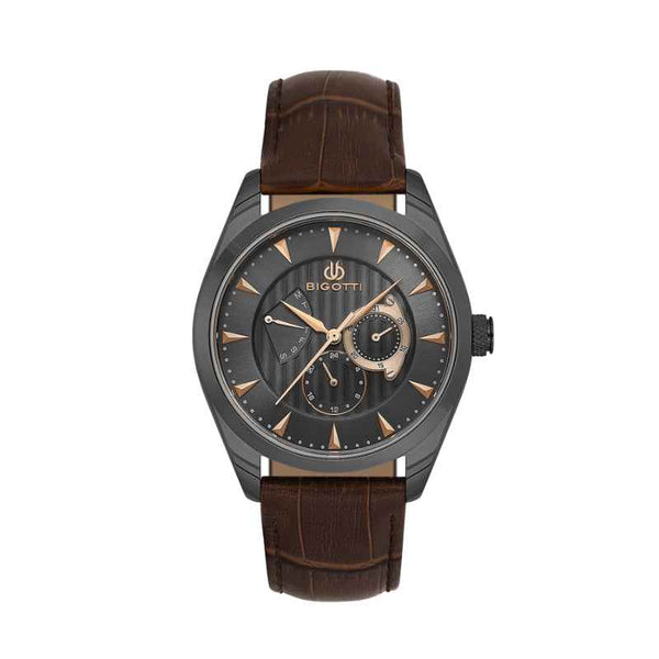 Bigotti Quotidiano Men Genuine Leather Dark Brown Watch BG1106235
