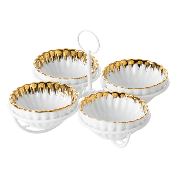 Blumen Round Bowl with Stand 4 pcs Set BLD2179GP - Salman Stores