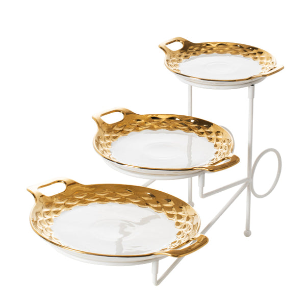 Blumen 3 Tier Round Plate with Stand BLD22271W - Salman Stores