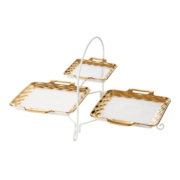 Blumen 2 Tier Square Plate with Stand BLD22513WU - Salman Stores