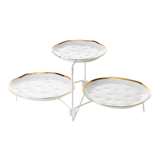 Blumen 2 Tier Round Plate with Stand BLD24889WT - Salman Stores