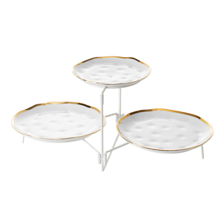 Blumen 2 Tier Round Plate with Stand BLD24889WT - Salman Stores