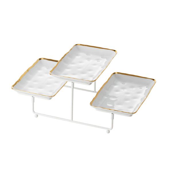 Blumen 2 Tier Rectangle Plate with Stand BLD2495WT - Salman Stores