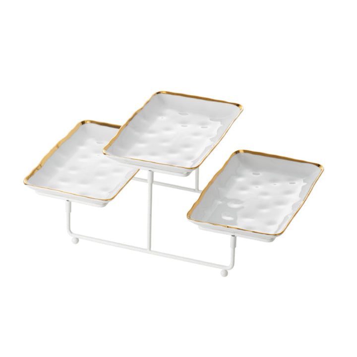 Blumen 2 Tier Rectangle Plate with Stand BLD2495WT - Salman Stores