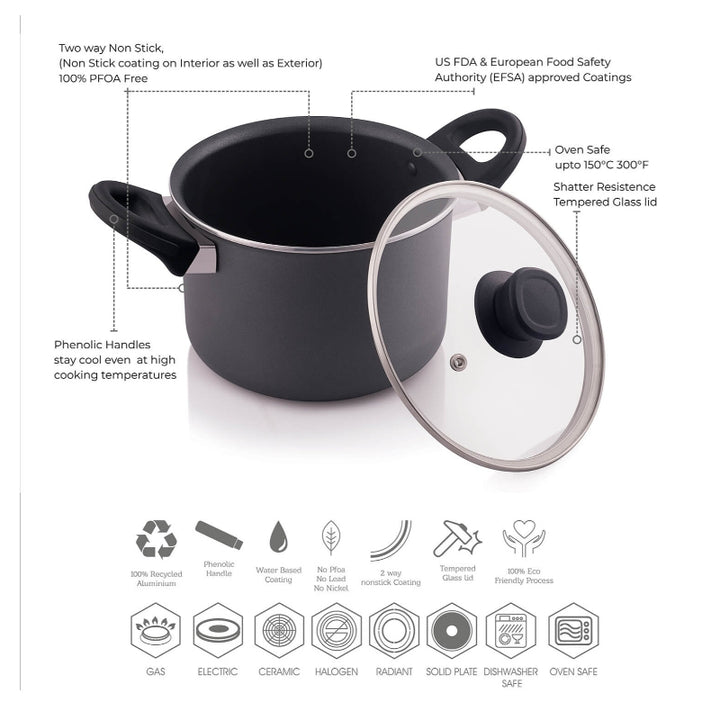 Blumen Dutch Oven with Glass Lid Everyday 20cm/3.0 Liter BLEDO9249 - Salman Stores
