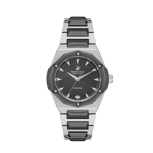 Beverly Hills Polo Club Women Silver & Black Stainless Steel Analog Watch BP3561X350 - Salman Stores