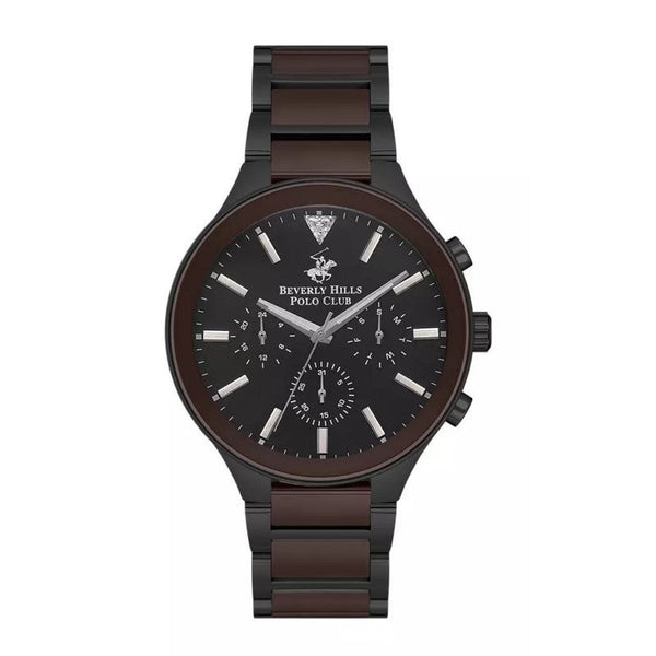 Beverly Hills Polo Club Men Black & Brown Stainless Steel Analog Watch - Salman Stores