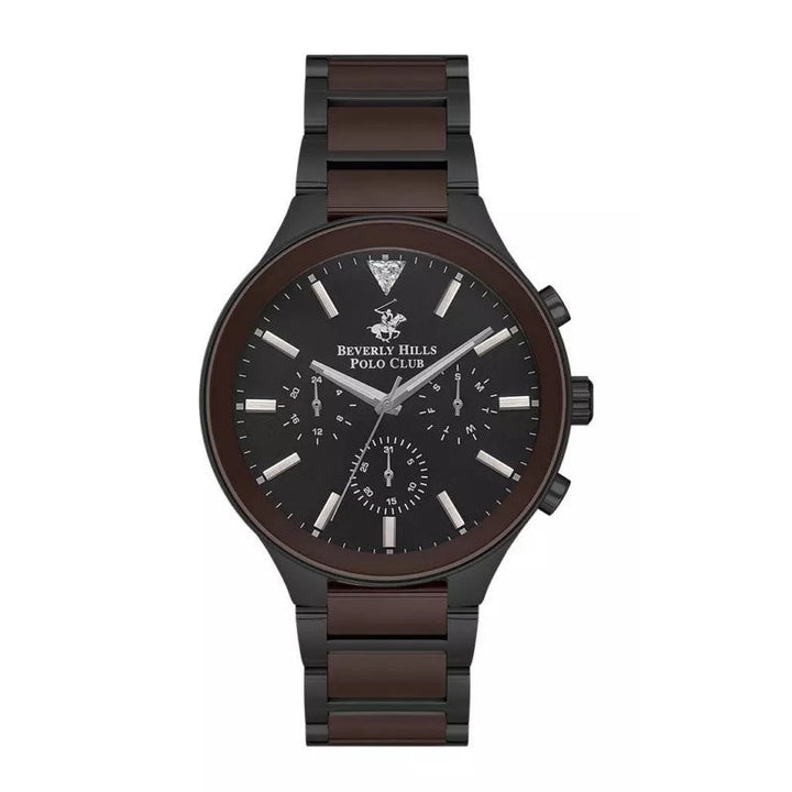 Beverly Hills Polo Club Men Black & Brown Stainless Steel Analog Watch - Salman Stores