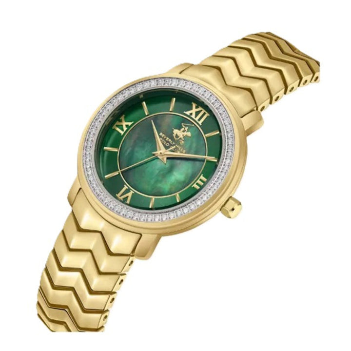 Beverly Hills Polo Club Women Gold Stainless Steel Analog Green Dial Watch BP3669C170 - Salman Stores