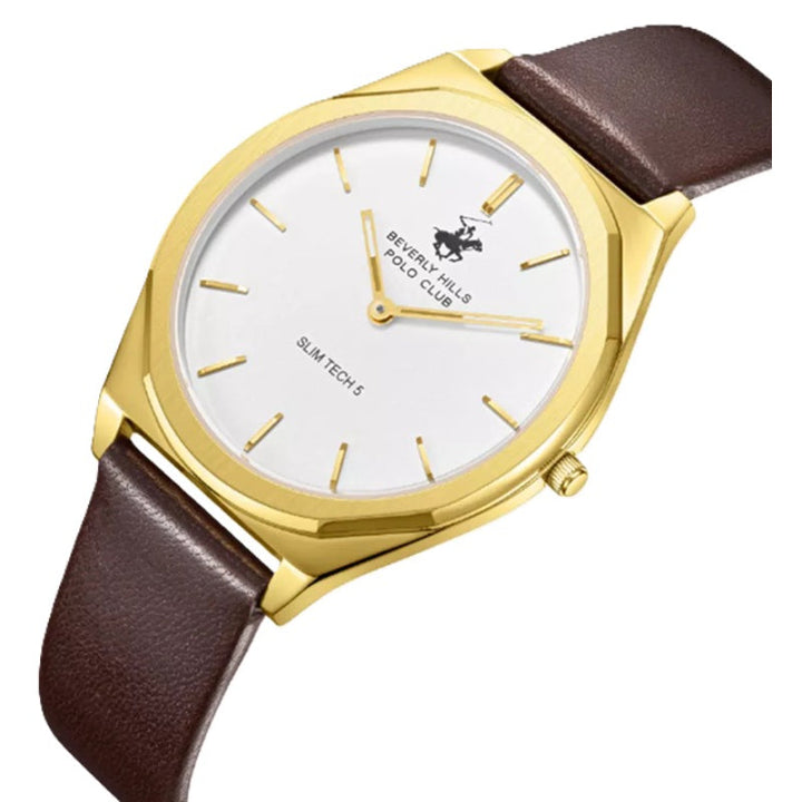Beverly Hills Polo Club Men Brown Leather Analog White Dial Watch BP3712X132 - Salman Stores