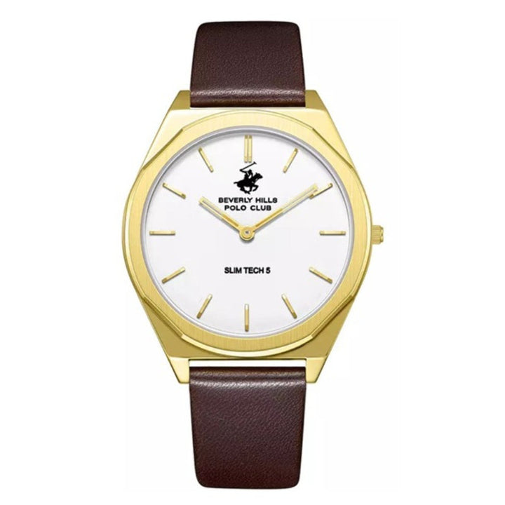 Beverly Hills Polo Club Men Brown Leather Analog White Dial Watch BP3712X132 - Salman Stores