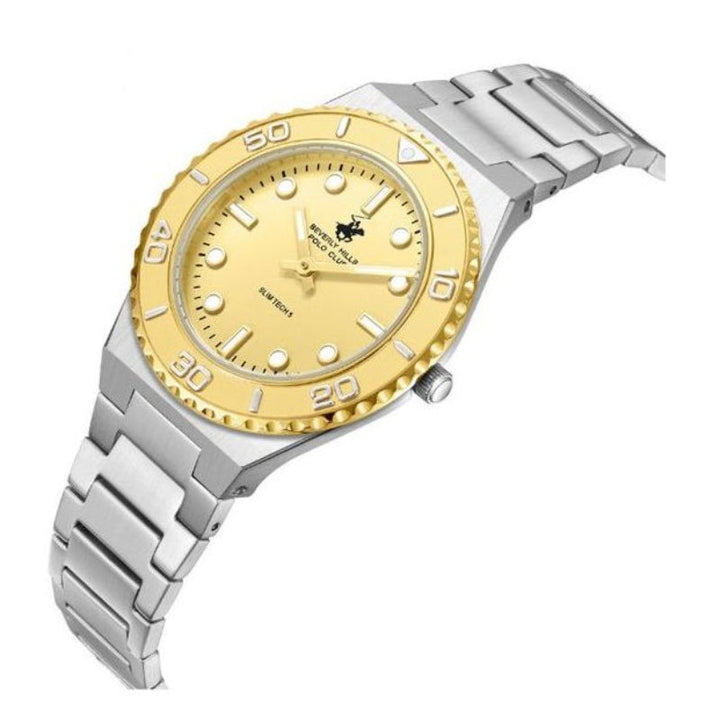 Beverly Hills Polo Club Women Silver Stainless Steel Analog Gold Dial Watch BP3713X310 - Salman Stores