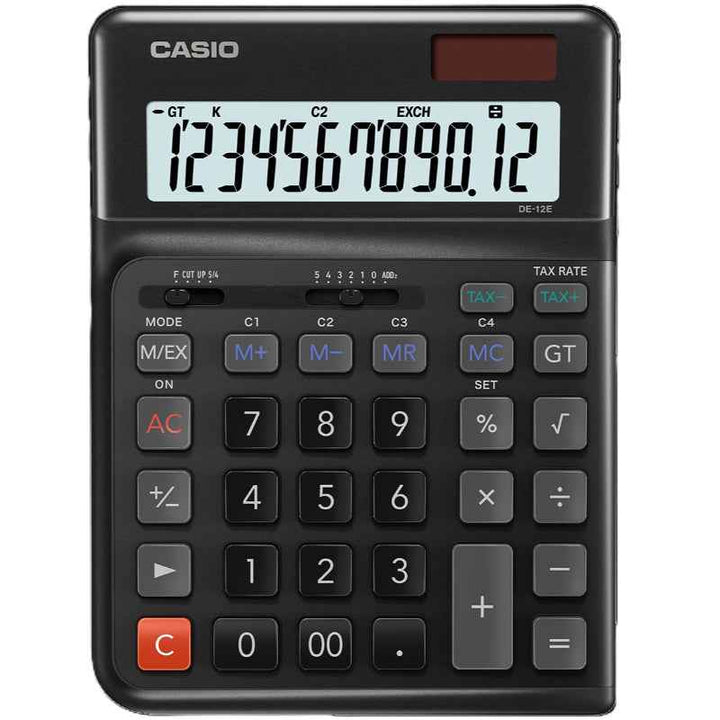 Casio Ergonomic Calculators Desktop Type 12 Digits Black CSO-DE12E-BK