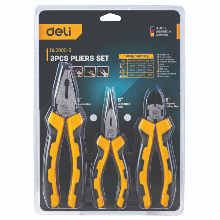 Deli Pliers Sets 3pcs DE-EDL2008-3 - Salman Stores