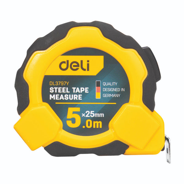 Deli Measuring Tape, Self-locking 5mx25mm DE-EDL3797Y - Salman Stores