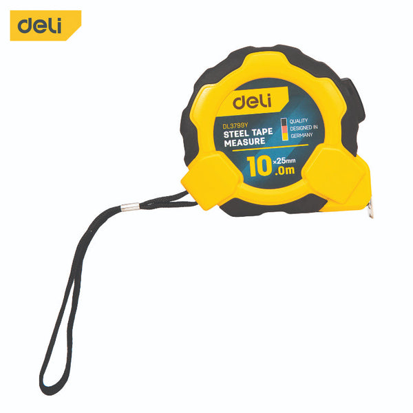Deli Measuring Tape, Self-locking 10mx25mm DE-EDL3799Y - Salman Stores